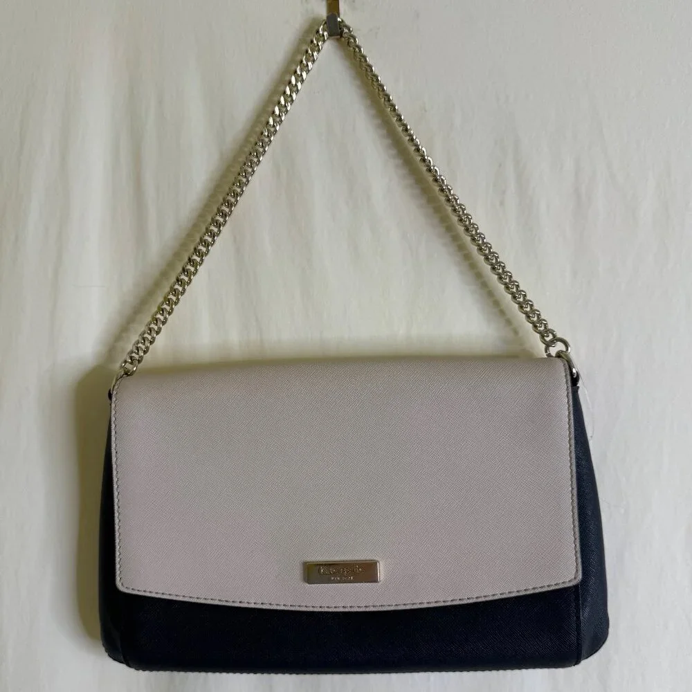 Kate Spade Laurel Way Greer Saffiano Leather Satchel, Clutch Black & Beige
